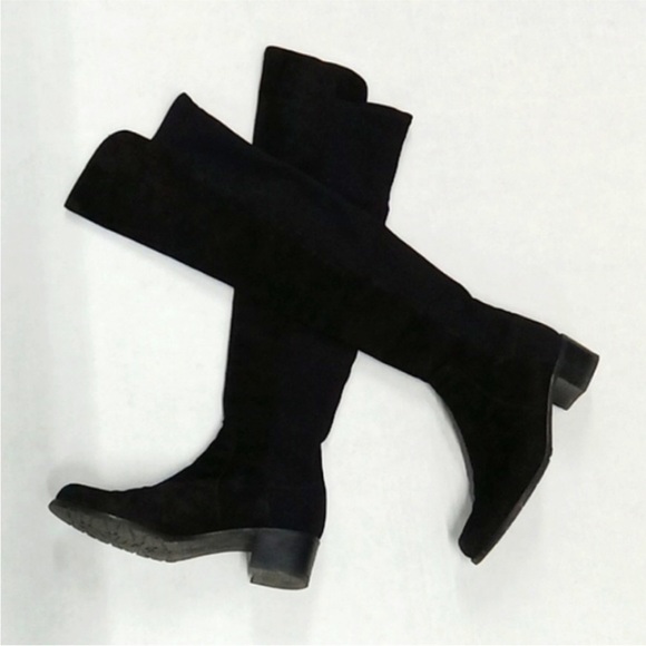 Stuart Weitzman 50/50 Over-The-Knee Suede + Stretch Boot Black Size 6.5M - Picture 3 of 7